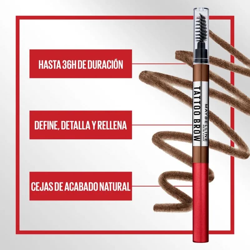 Delineador de Cejas Retráctil Maybelline Tattoo Brow Pencil Light Brown 36H