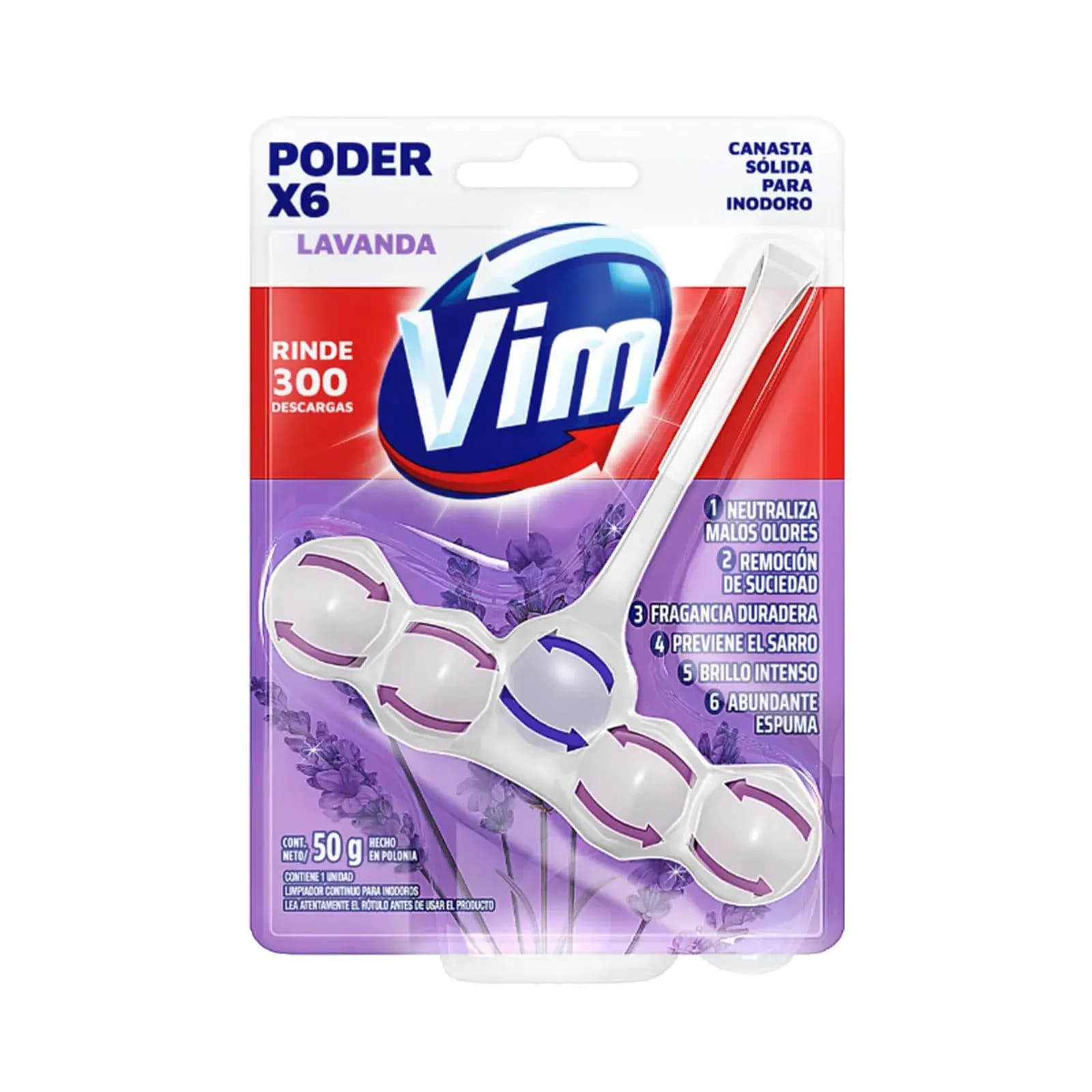 Canasta para inodoro PODER LAVANDA x 6uni. x 50grs.