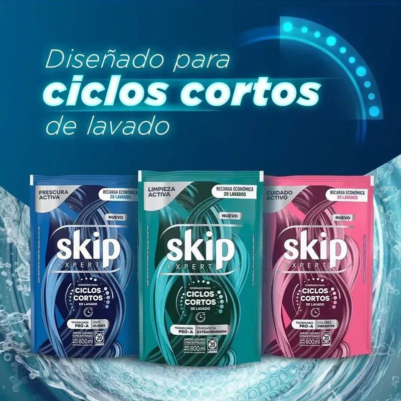 Jabón Liquido Concentrado para Ciclo Corto Sikp Cuidado Activo Doypack x 800ml.