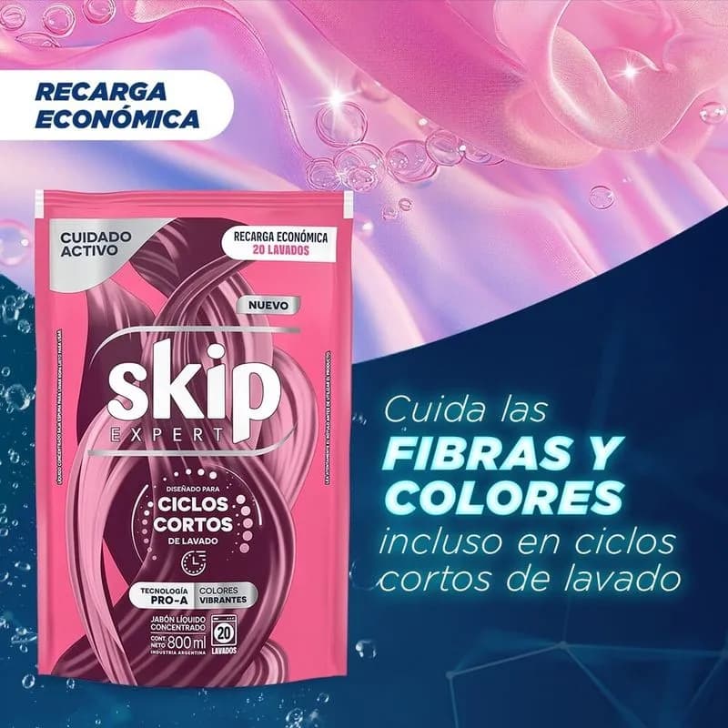 Jabón Liquido Concentrado para Ciclo Corto Sikp Cuidado Activo Doypack x 800ml.