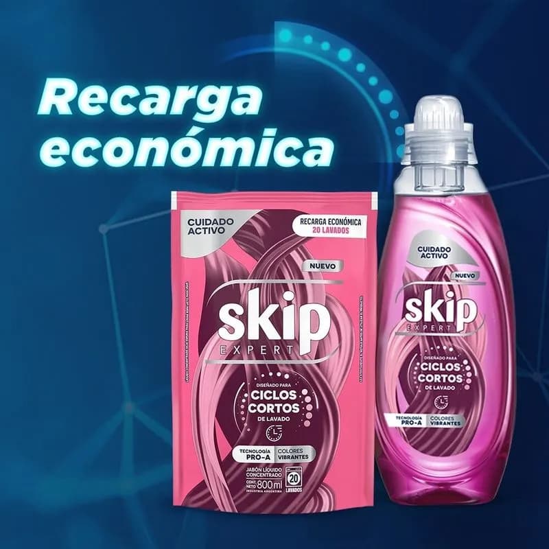 Jabón Liquido Concentrado para Ciclo Corto Sikp Cuidado Activo Doypack x 800ml.