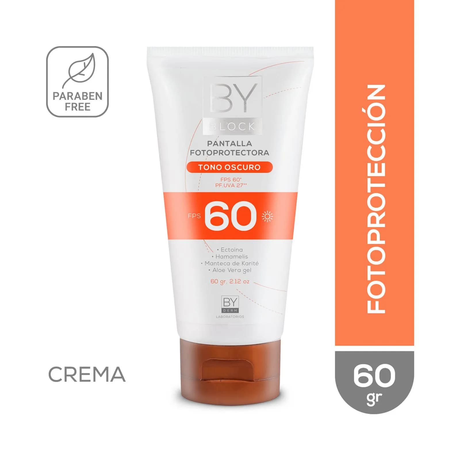 Crema Fotoprotectora FPS 60 By Block Tono Oscuro x 60grs.