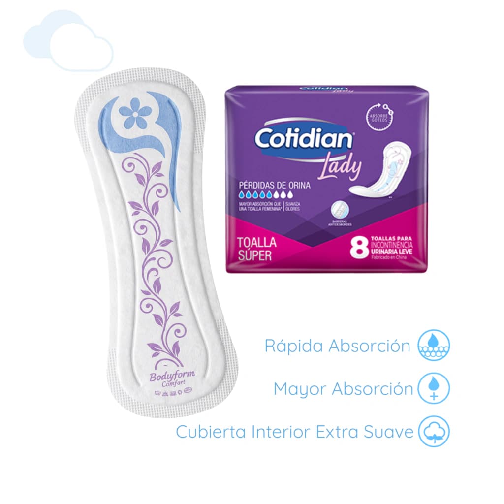 Toallas Femeninas Cotidian Lady Maxi X8 Unidades